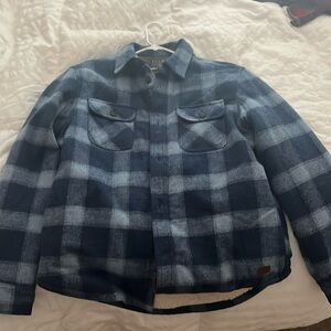 Men’s Large Fur lined blue plaid flannel jacket